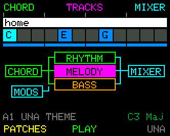 Home - the pipeline view, with a chord chain engaged