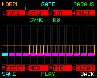 The Advanced Mode, with the knob-press actions labelled