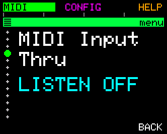 MIDI Input Thru (default When Listen Off)