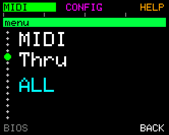 MIDI Thru (default ALL)