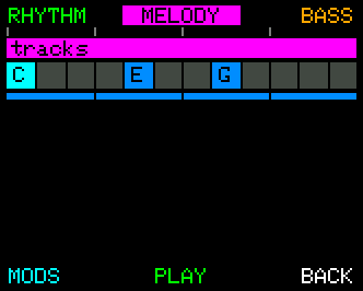 Tracks - the note roll with a chord chain engaged